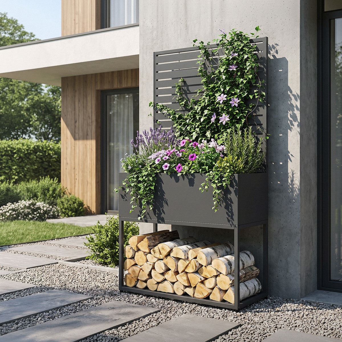 ML-Design range-bûches jardinière 90x170 cm anthracite