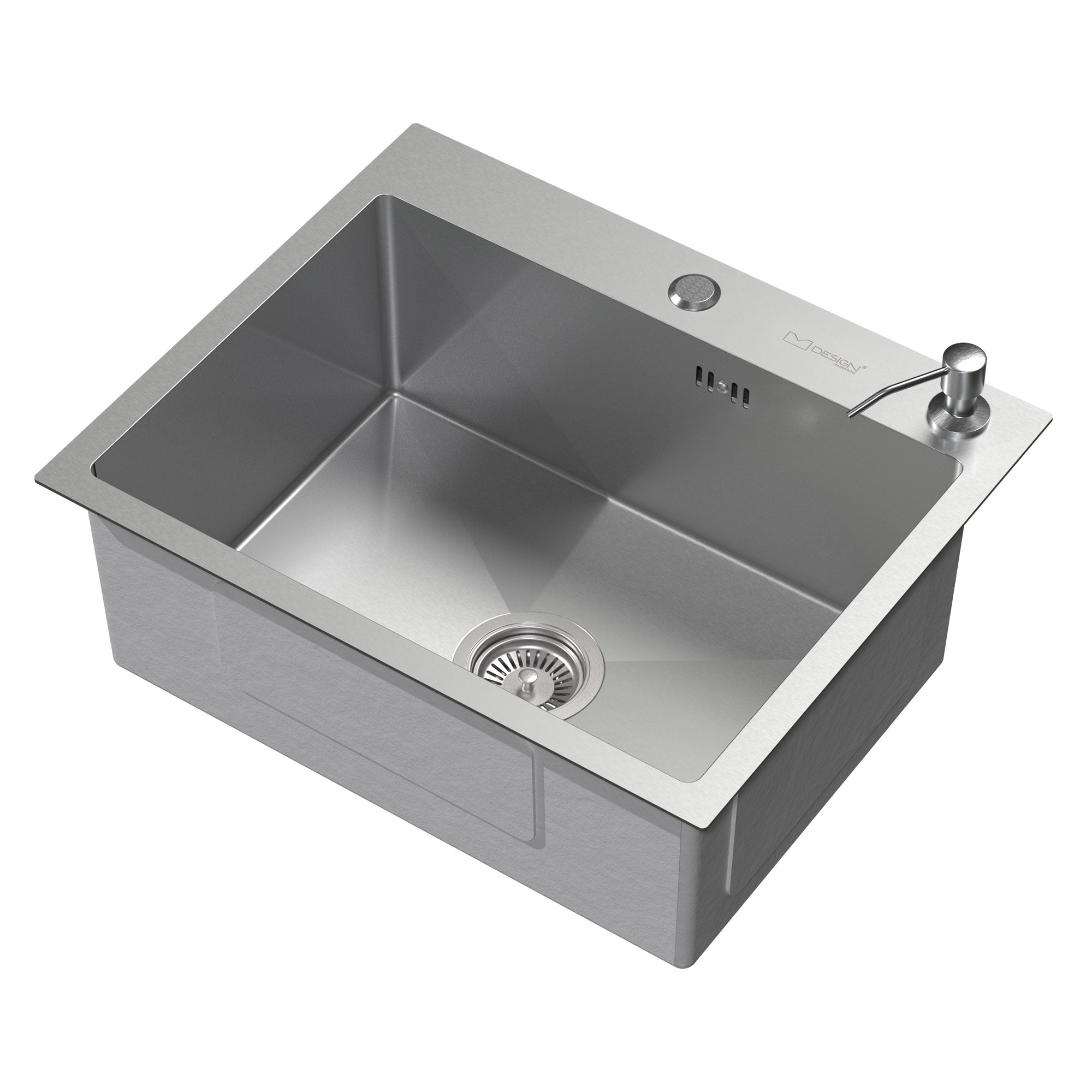 ECD Germany Sanitär Évier inox 55x45 cm argent avec distributeur