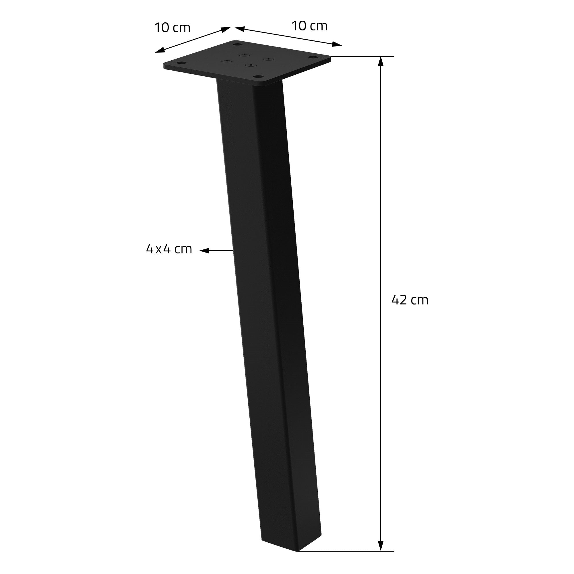 ECD Germany Möbel lot 4 pieds de table inclinés noirs H42 cm acier