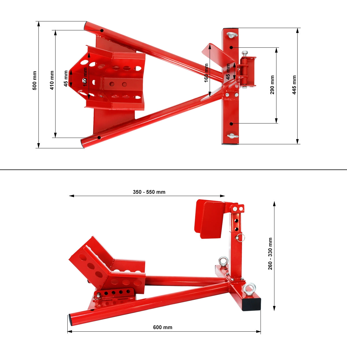 ECD Germany béquille avant moto 13-17 pouces acier pour atelier