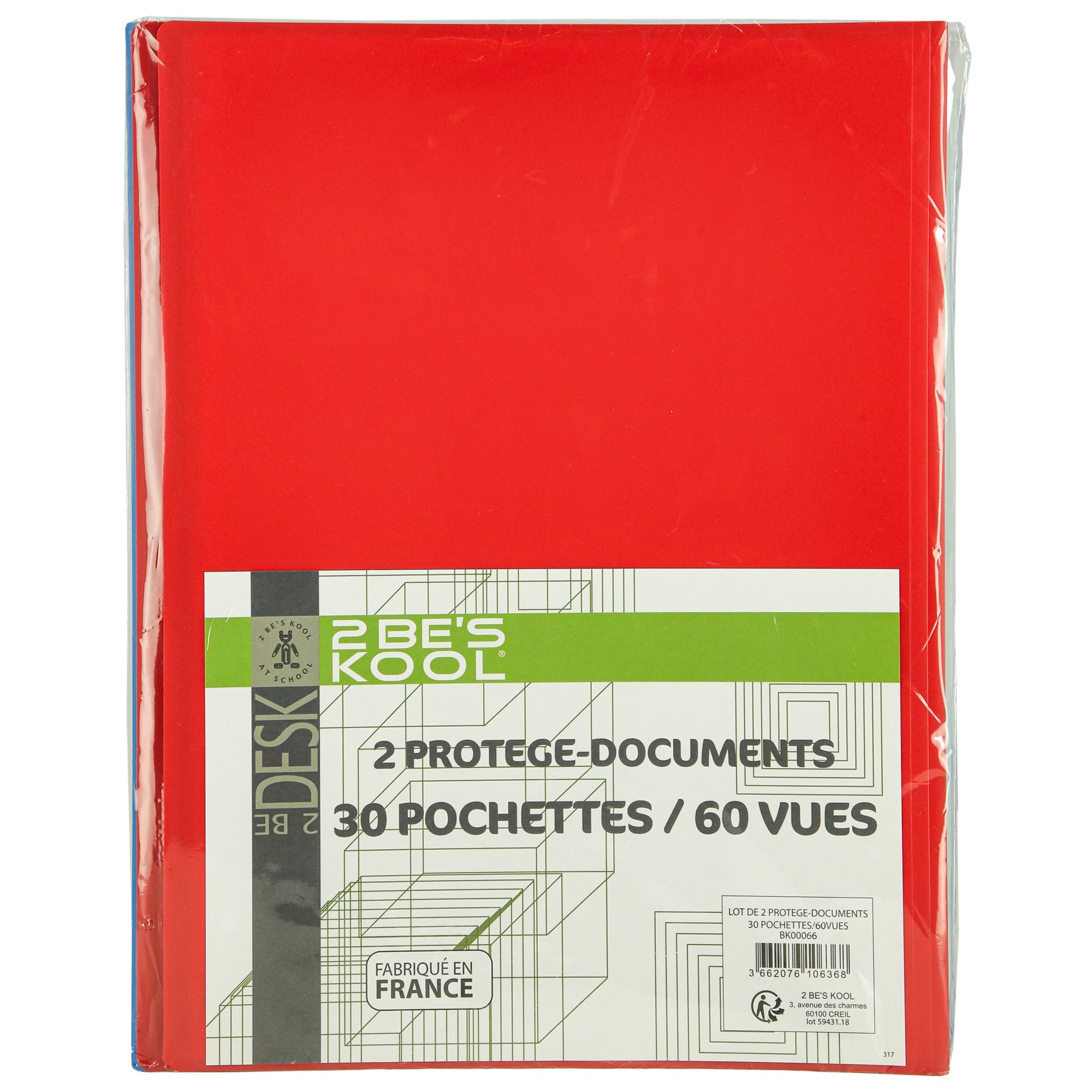 Stokomani Scolaire Lot de 2 Protège-documents 30 Pochettes