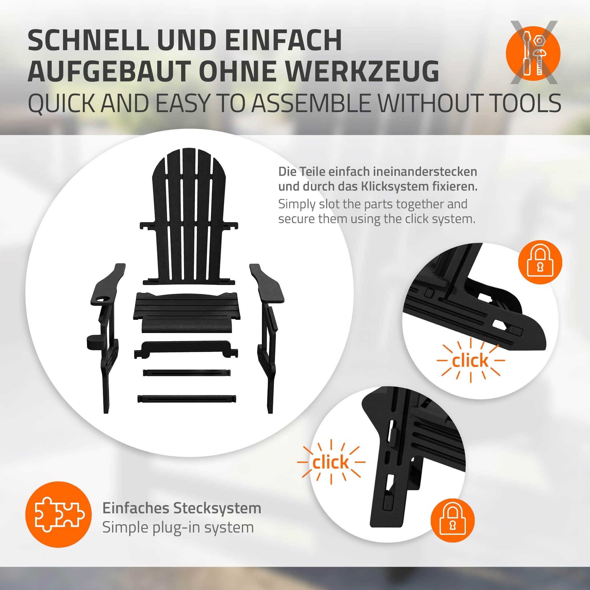 ECD Germany Garten fauteuil Adirondack HDPE marron 180kg