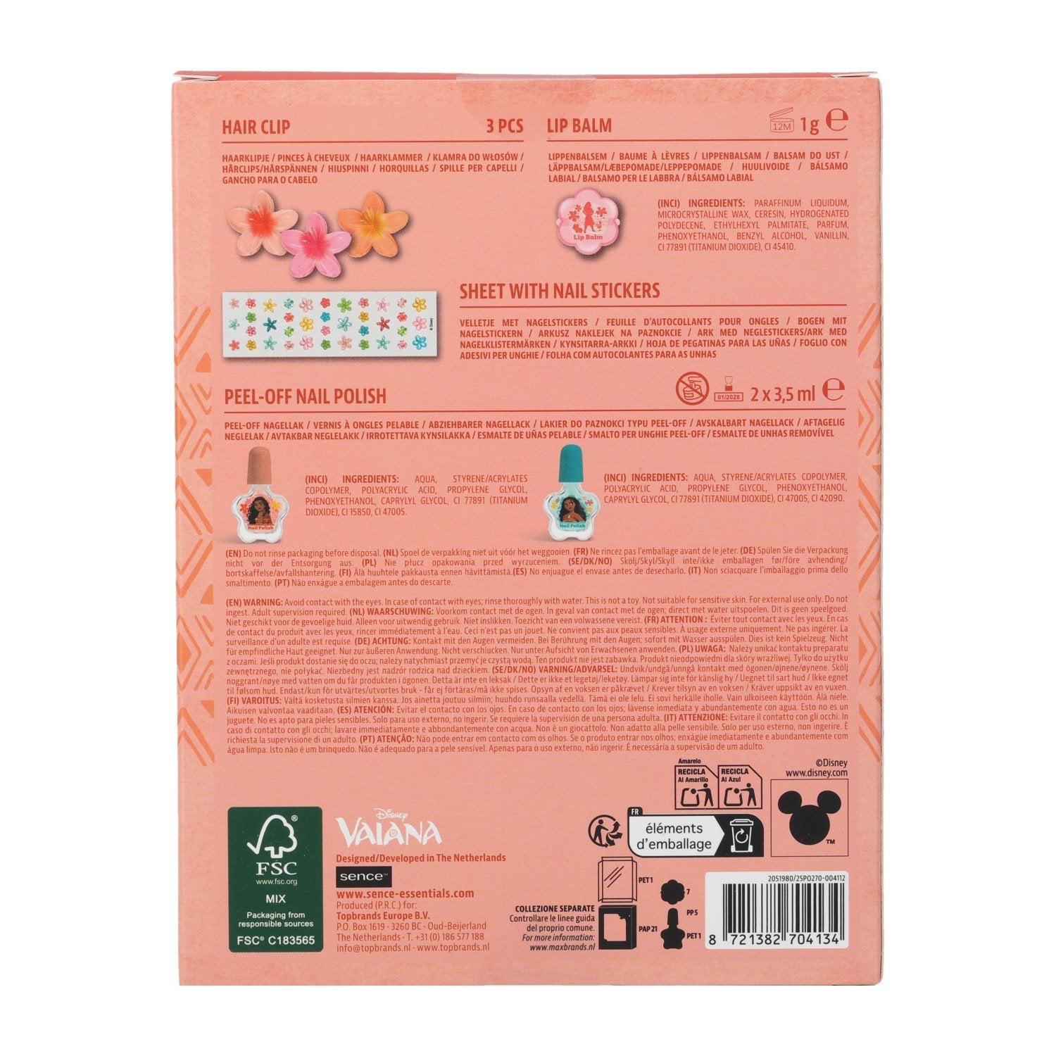 Disney Vaiana coffret beauté enfant 7 pièces vernis pinces