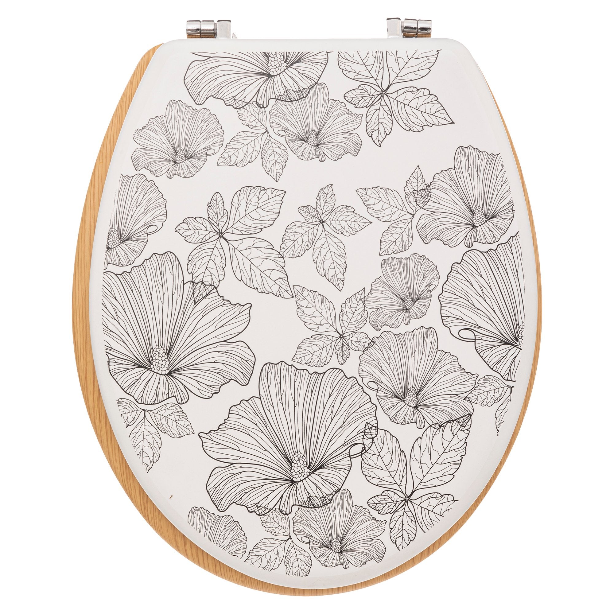 Stokomani Maison abattant WC bois laqué fleurs
