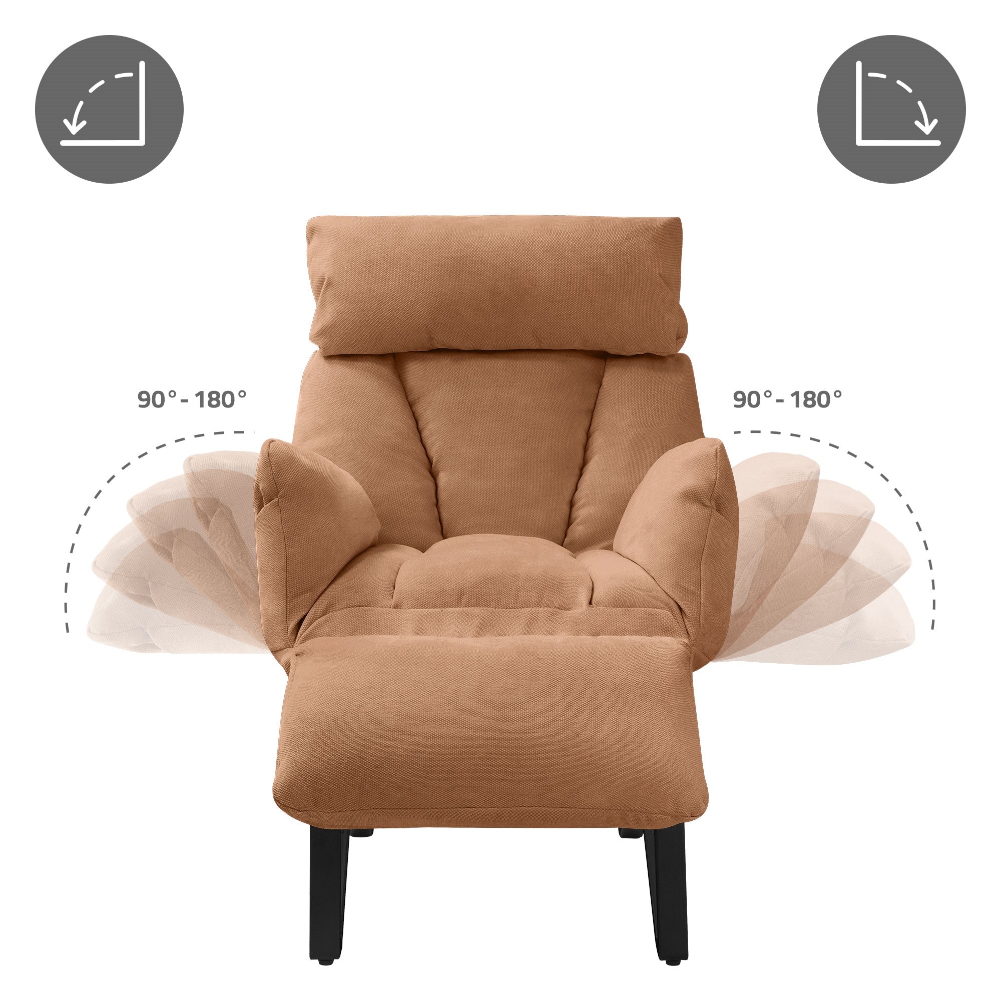 ECD Germany fauteuil relax marron lin inclinable avec accoudoirs B-Ware