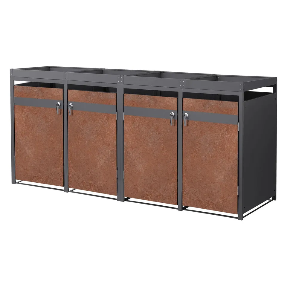 ECD Germany Garten cache-poubelles 4x240L rouille 264 cm