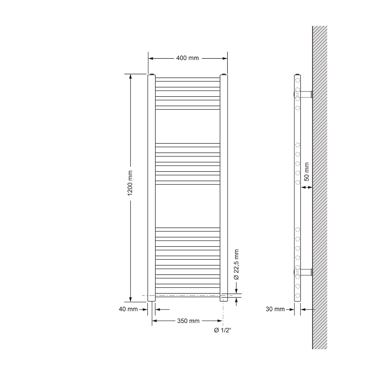 ECD Germany Heizungen sèche-serviette 400x1200 1200W anthra