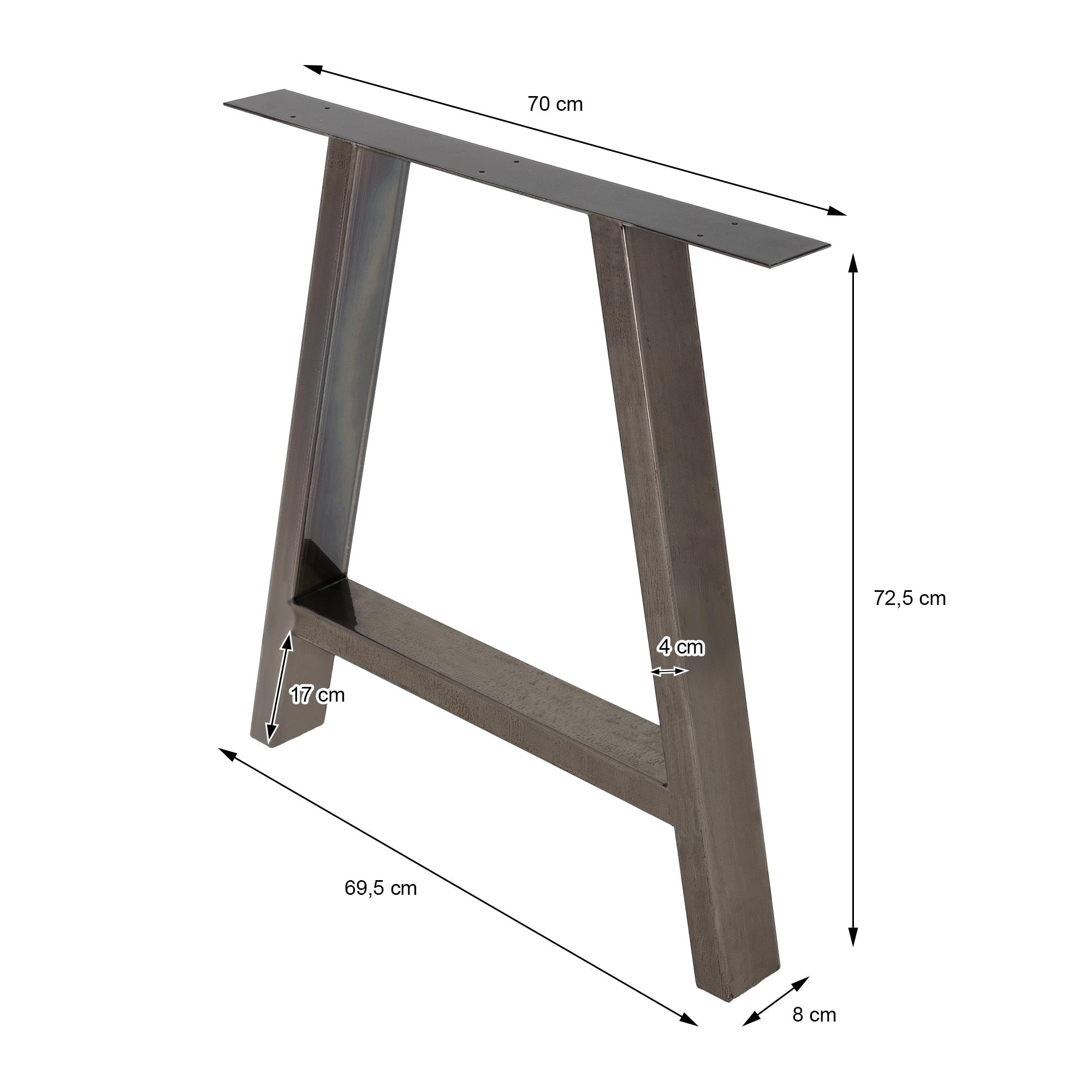 ECD Germany Möbel Pieds de table industriel acier 70x72,5 cm lot 2