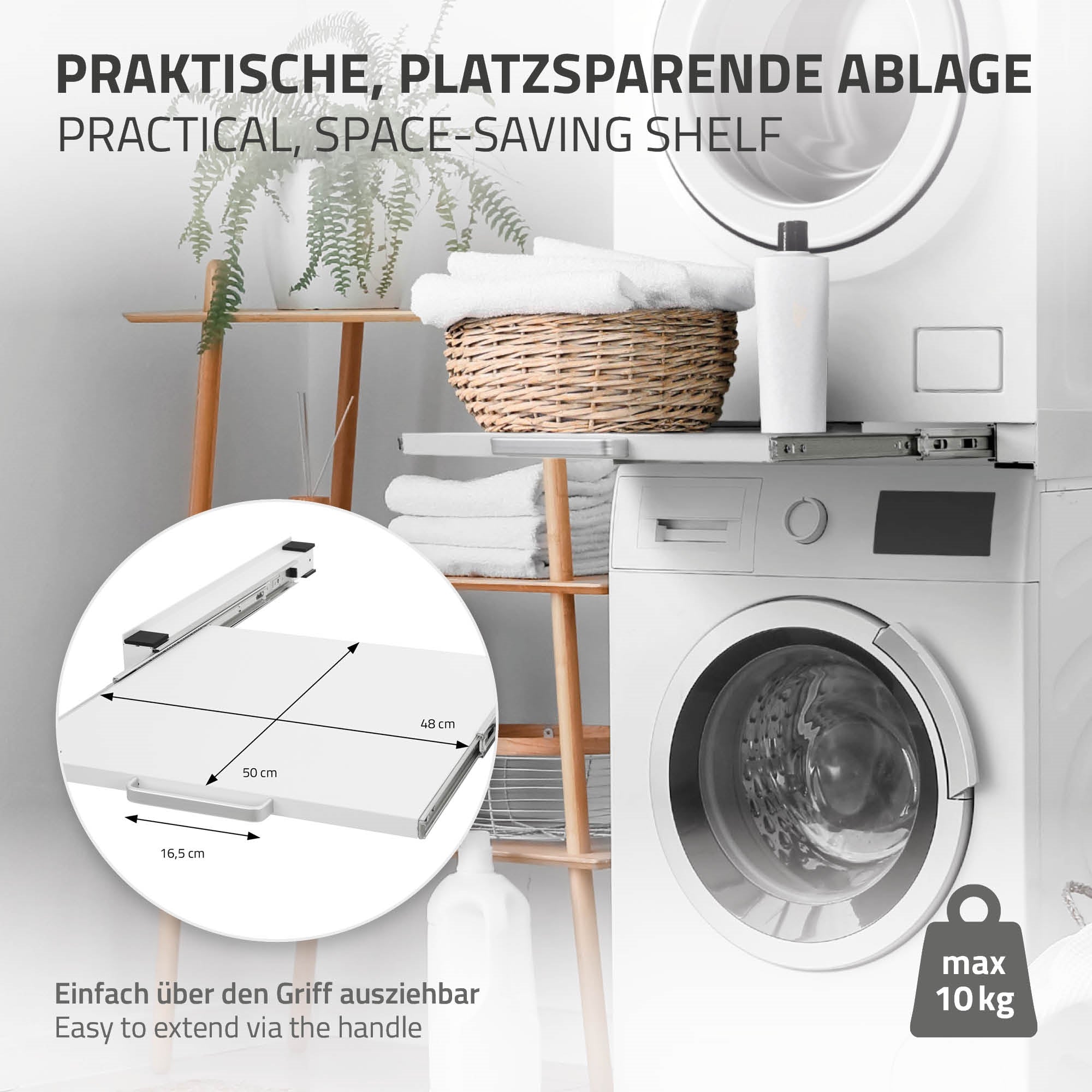 ECD Germany Möbel cadre superposition 60x60 blanc avec tablette