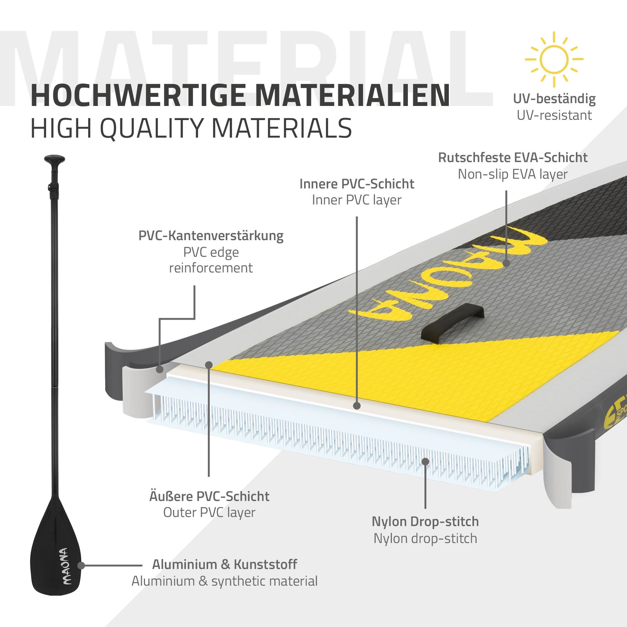 ECD Germany Maona Stand up paddle gonflable gris 308cm +pompe