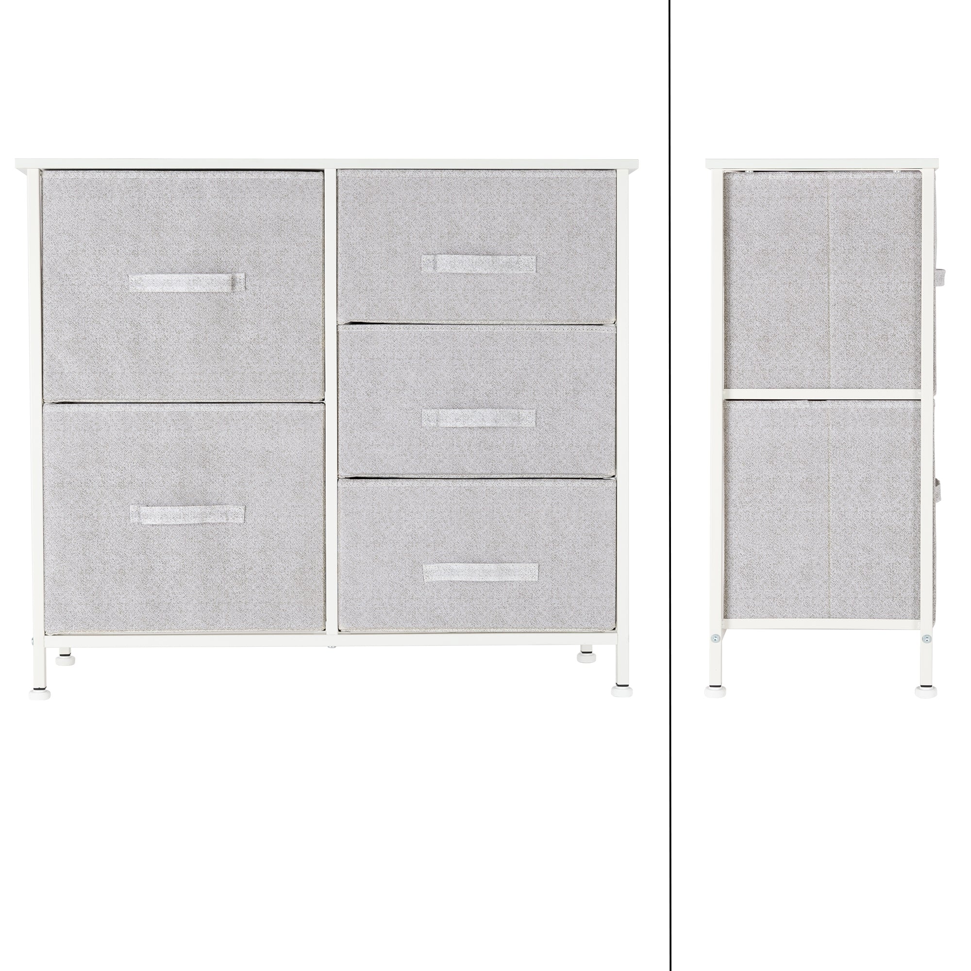 ECD Germany ML-Design commode 5 tiroirs blanc 80 cm