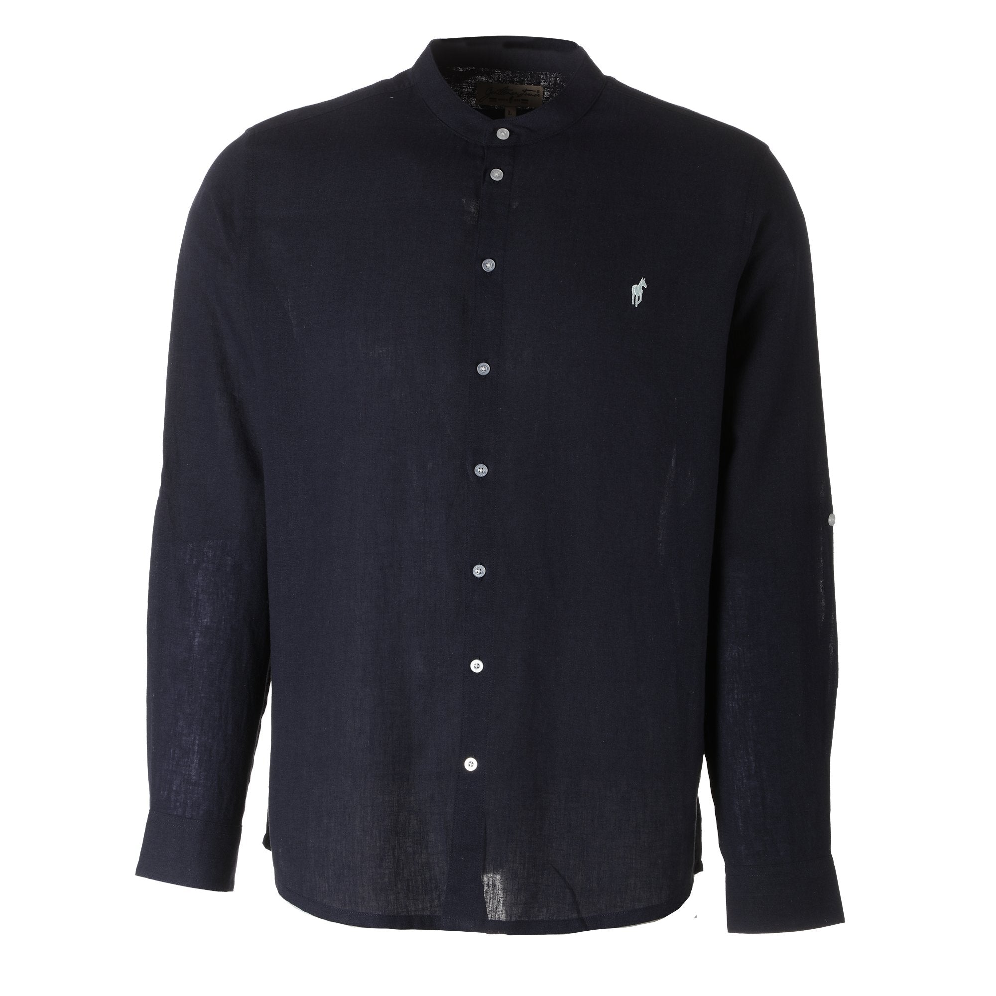 Stokomani Mode chemise col mao bleu foncé homme L