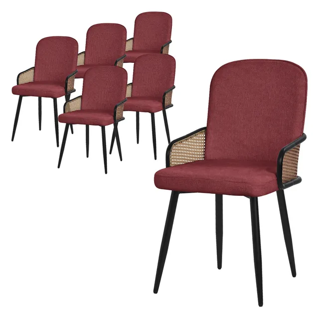 ECD Germany Möbel lot 6 chaises salle à manger rouge accoudoirs