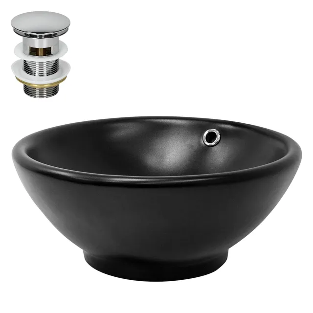 ECD Germany LuxeBath vasque ronde Ø42x17 cm noir mat céramique