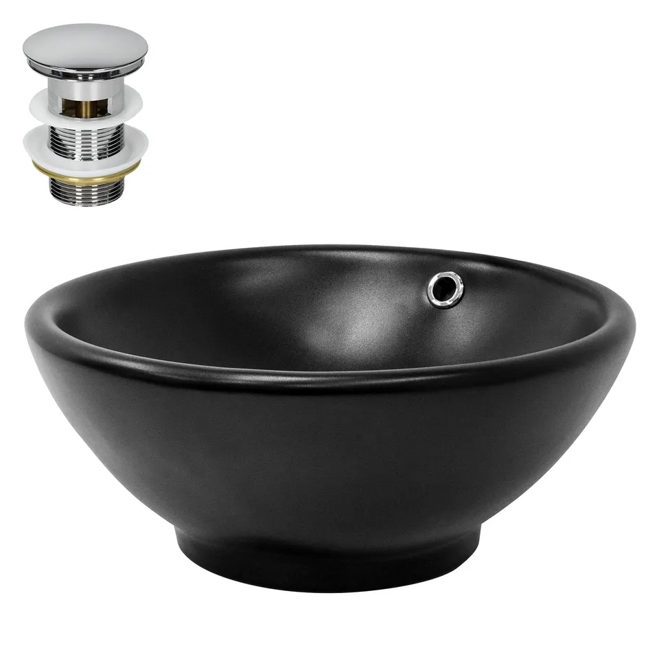 ECD Germany LuxeBath vasque ronde Ø42x17 cm noir mat céramique