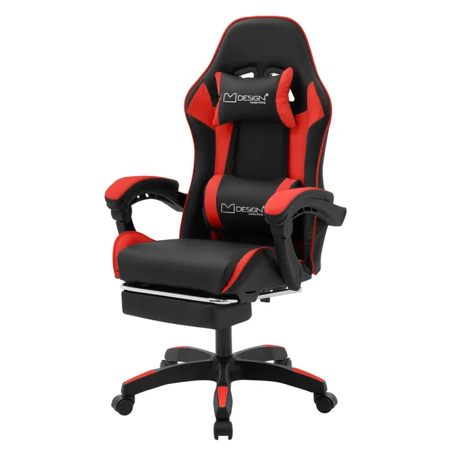 ECD Germany ML-Design chaise gaming noir-rouge similicuir