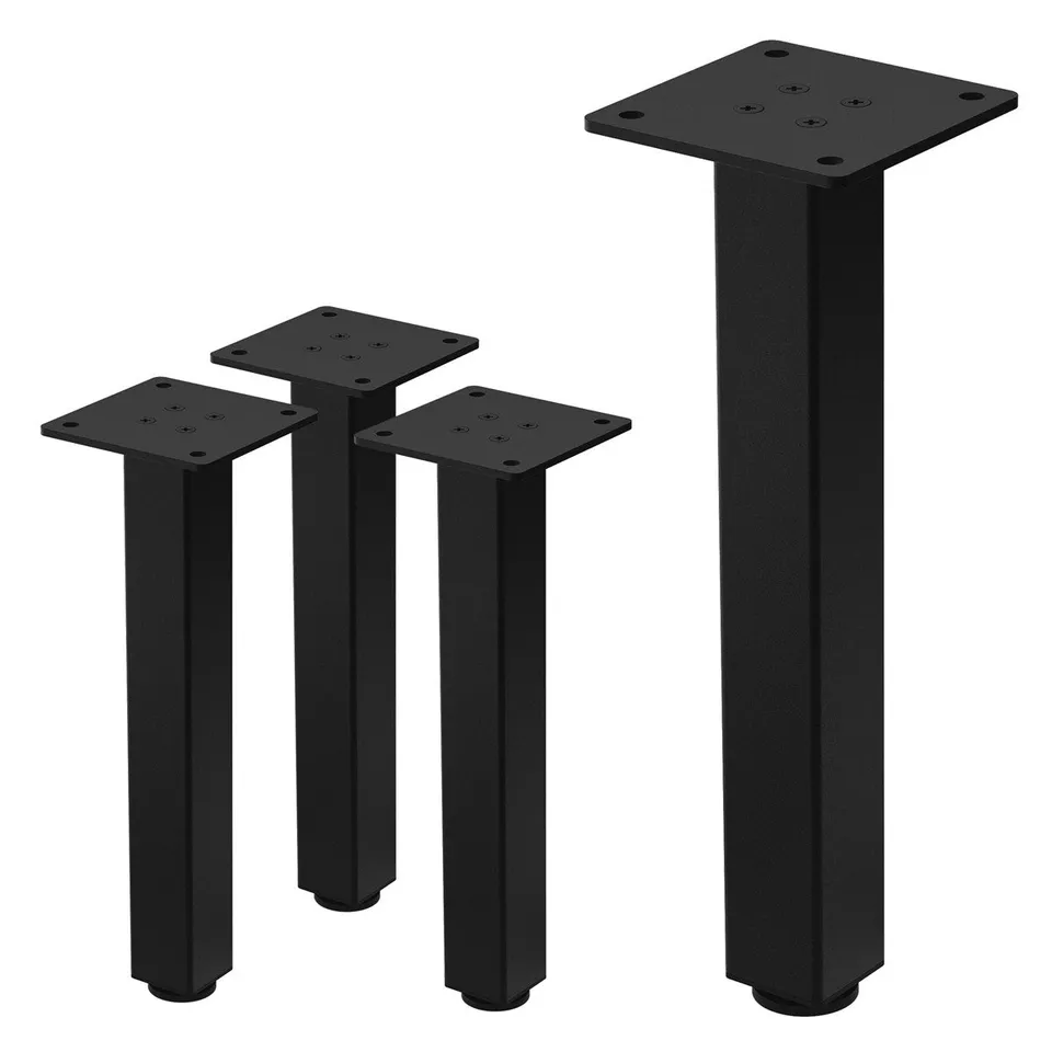 ECD Germany Möbel pieds de table I-Design acier noir 30 cm lot de 4