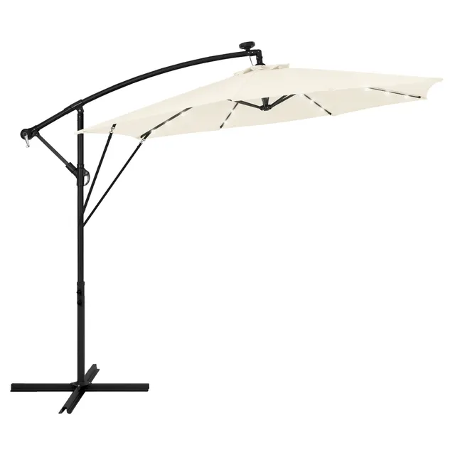 ECD Germany parasol déporté beige 300cm LED solaire ML-Design