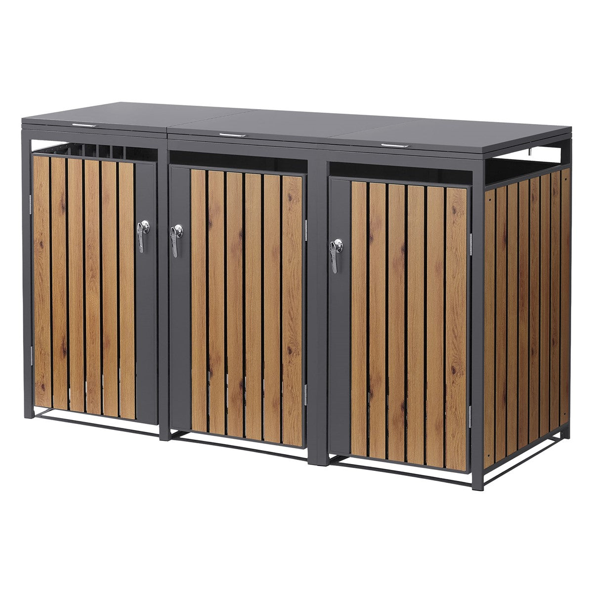 ECD Germany Garten cache-poubelle acier anthracite 4x240L
