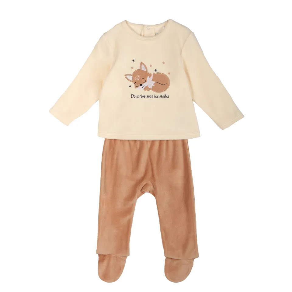 Stokomani Puériculture ensemble velours dors-bien beige bébé