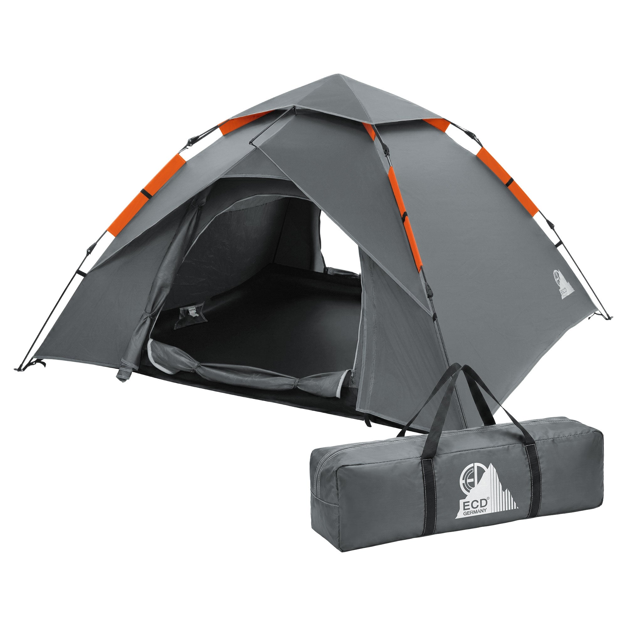 ECD Germany Tente pop-up camping 4 personnes grise double paroi