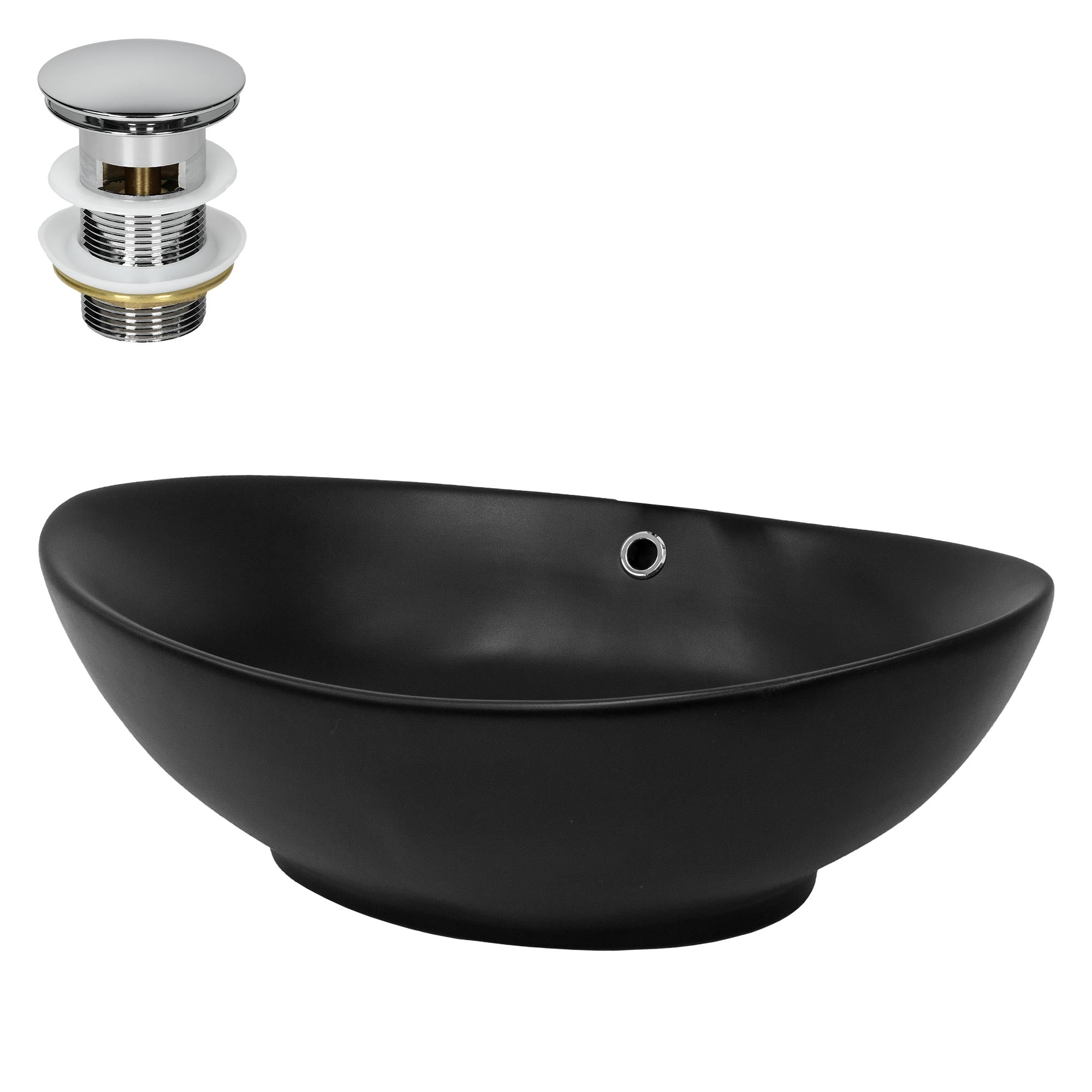 ECD Germany LuxeBath vasque à poser noire 59x38 bonde argent