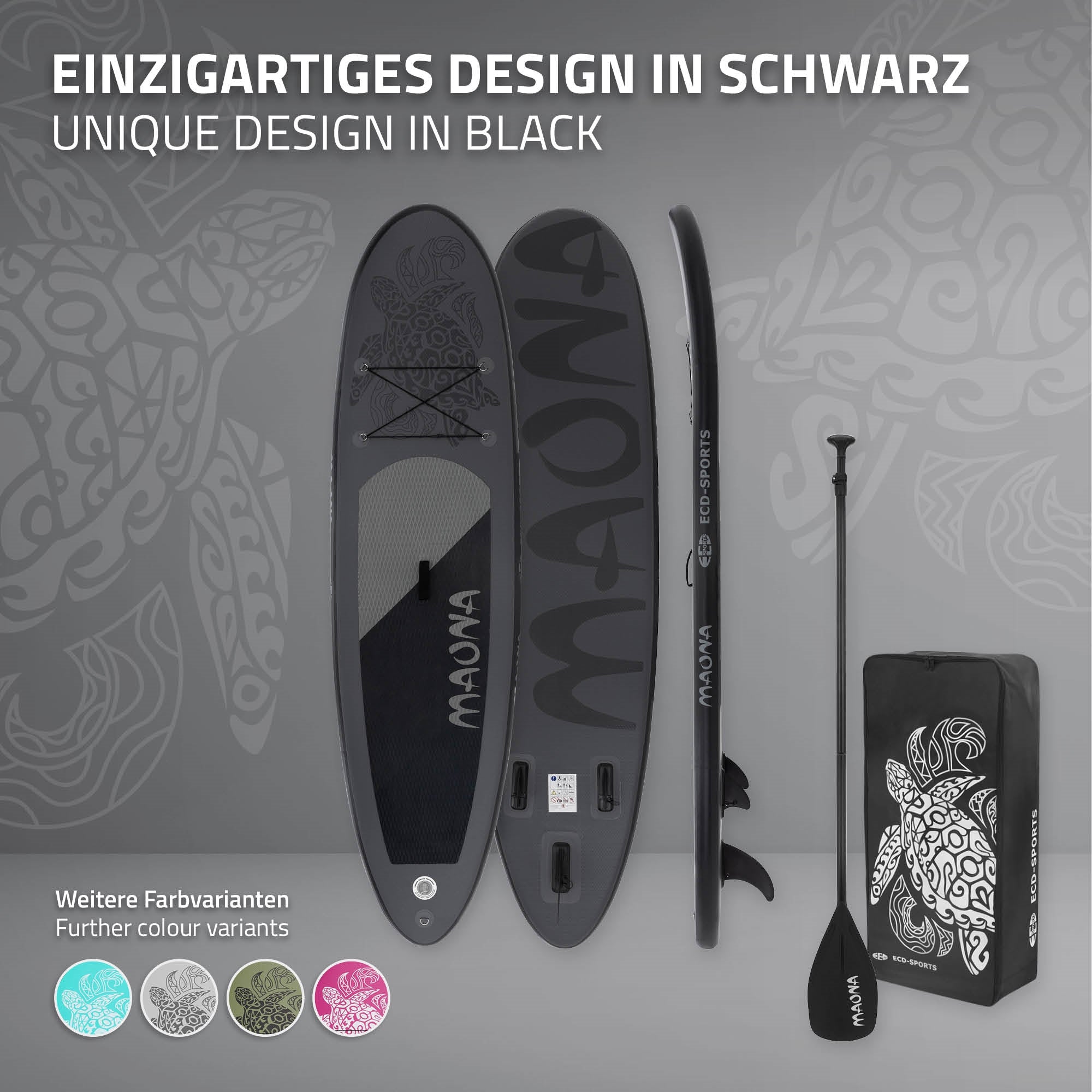 ECD Germany Maona paddle gonflable noir 308 cm + pompe