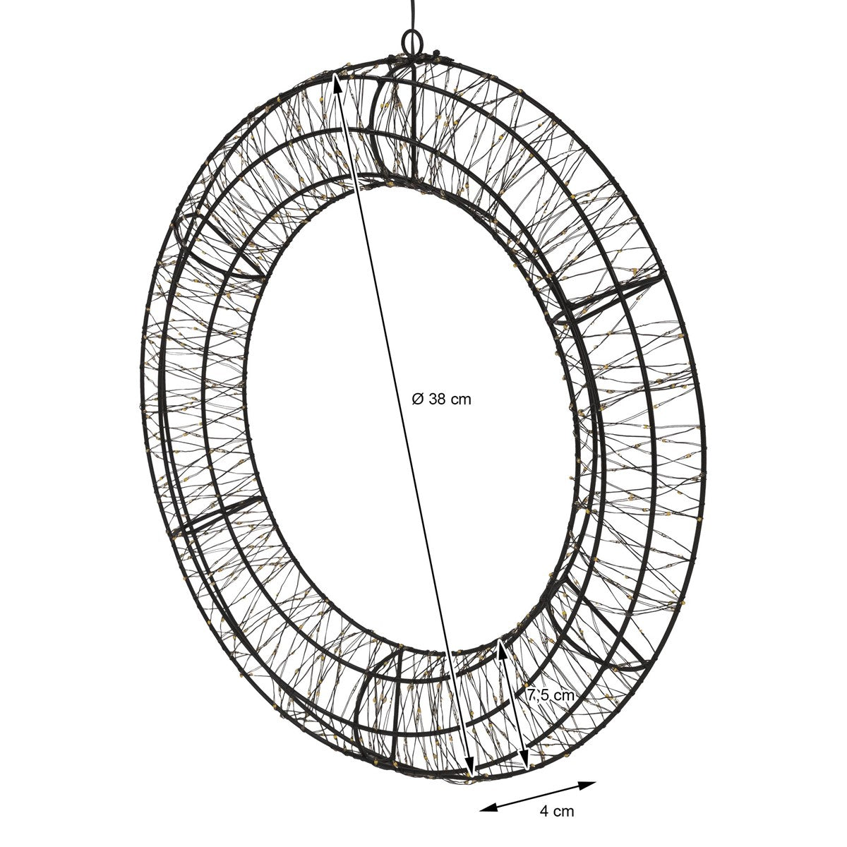 ECD Germany 38 cm couronne de Noël LED blanc chaud avec timer