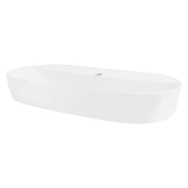 LuxeBath Vasque à Poser Ovale 80x40 Blanc Céramique