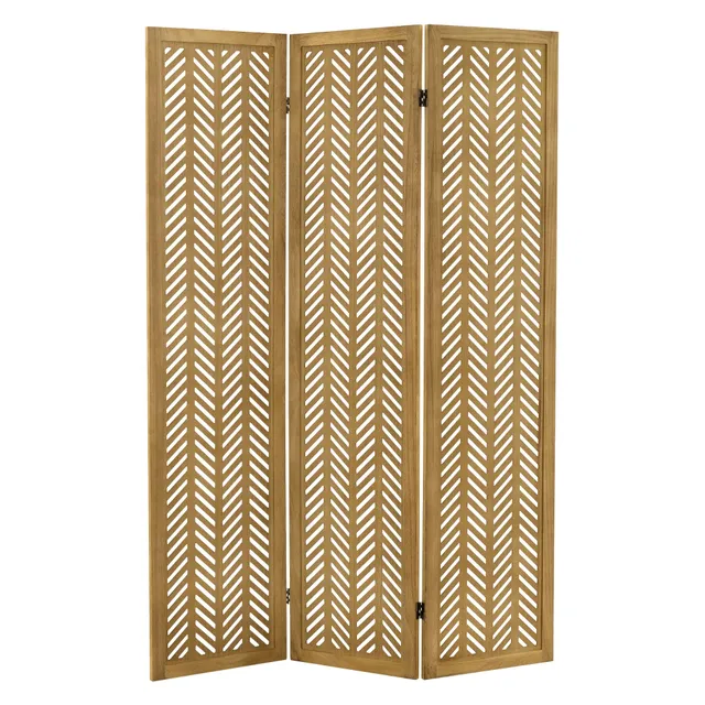 ECD Germany Kobe paravent bois 3 panneaux marron 170x121 cm