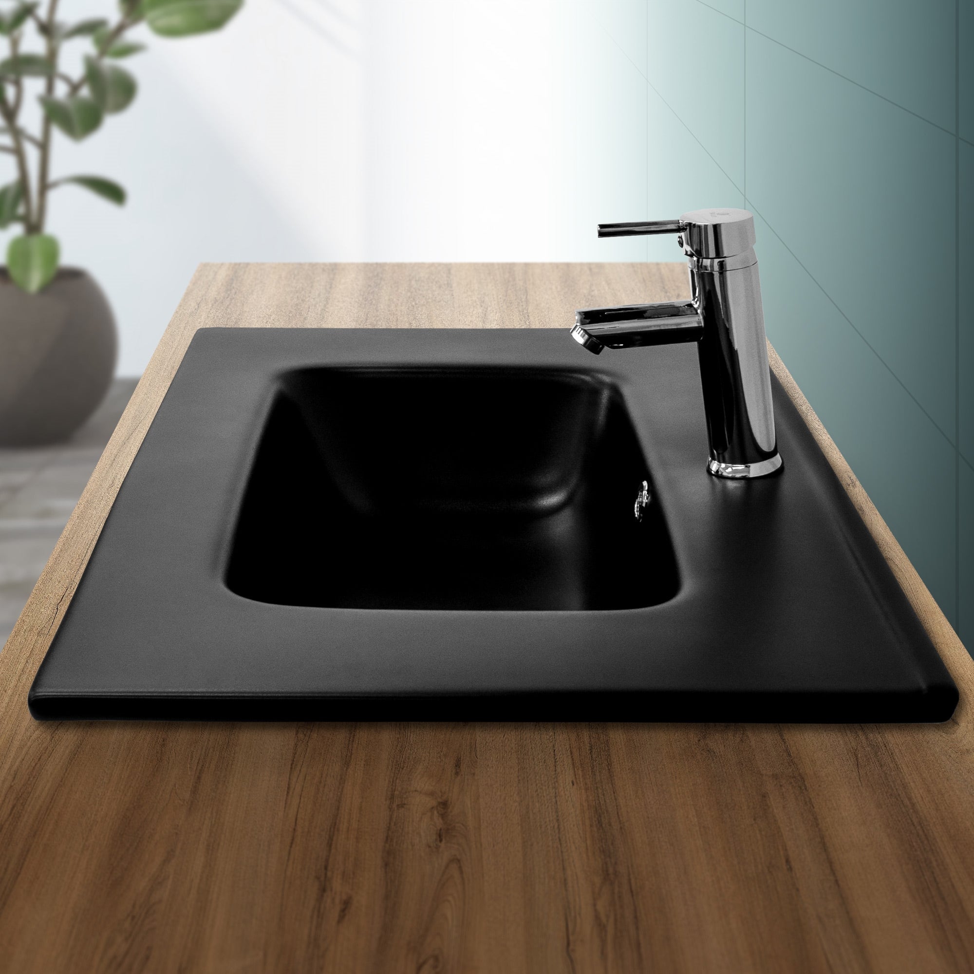 ECD Germany Sanitaire lavabo rectangulaire noir 71 cm céramique