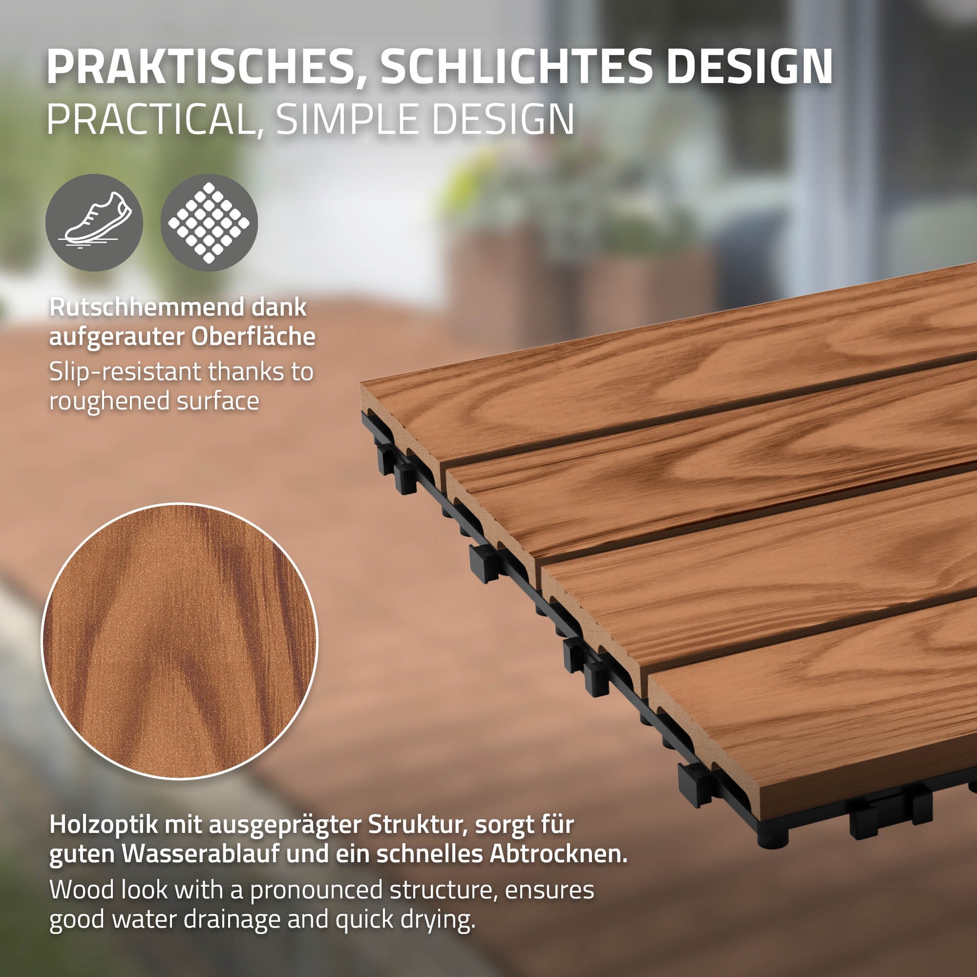 ECD Germany Garten dalles terrasse WPC marron 30x30 lot 55