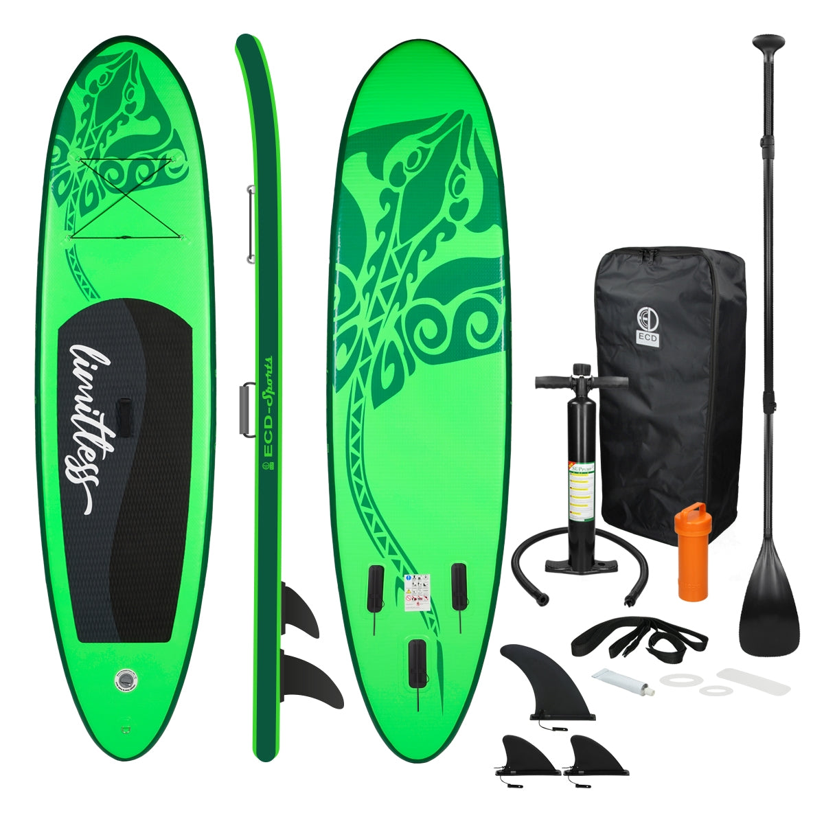 ECD Limitless 308x76x10 cm paddle gonflable vert PVC avec pompe