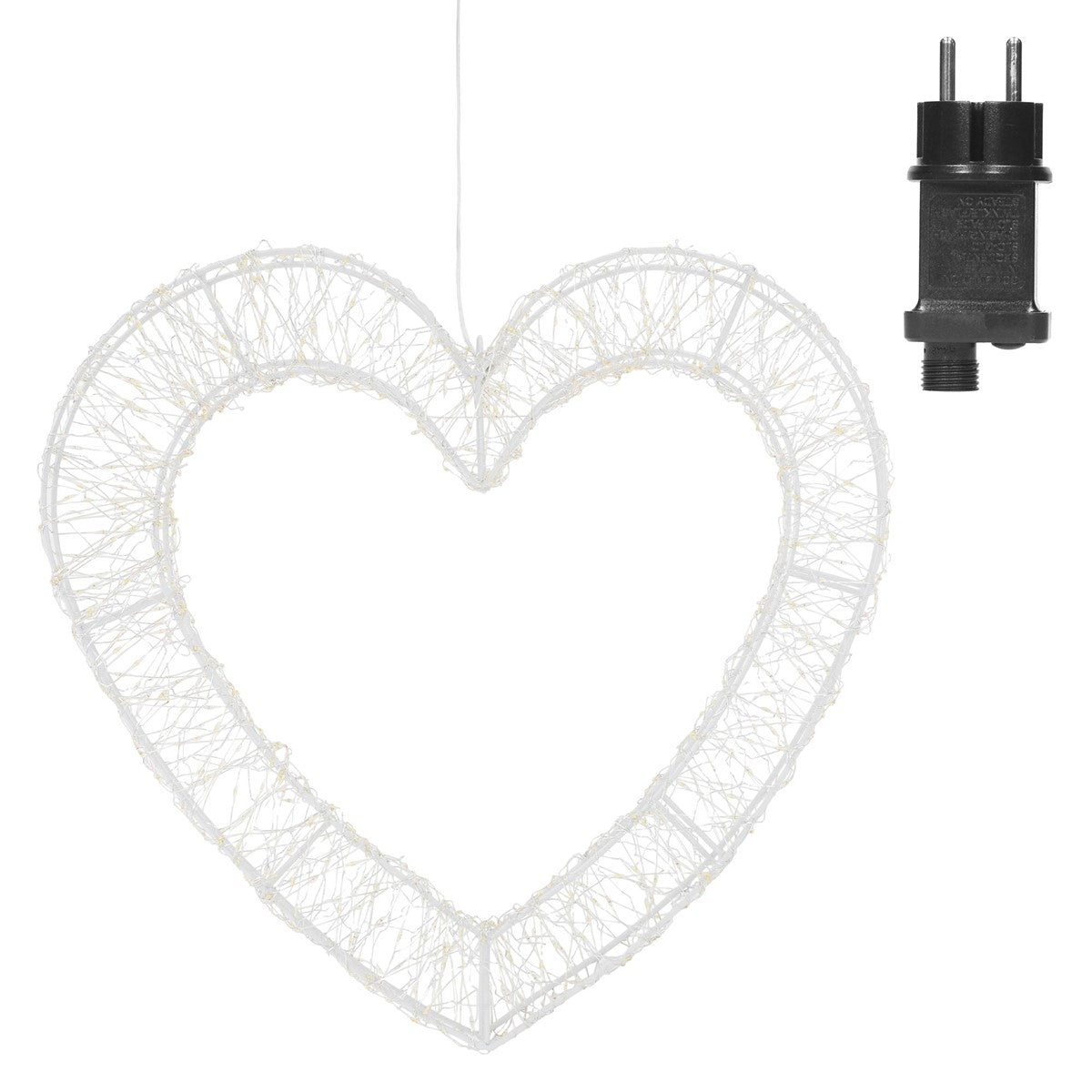 ECD Germany Haus & Wohnen Cœur LED 36 cm métal blanc chaud timer