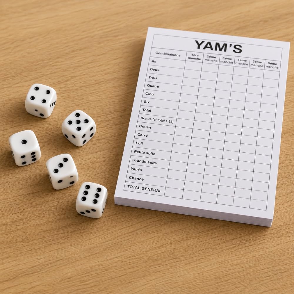 Shop-Story Jeu Yam's 5 dés bloc score 20 feuilles famille