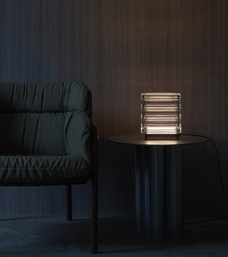 L'avant gardiste Déco lumineuse Lampe Doric Kismas bloc verre