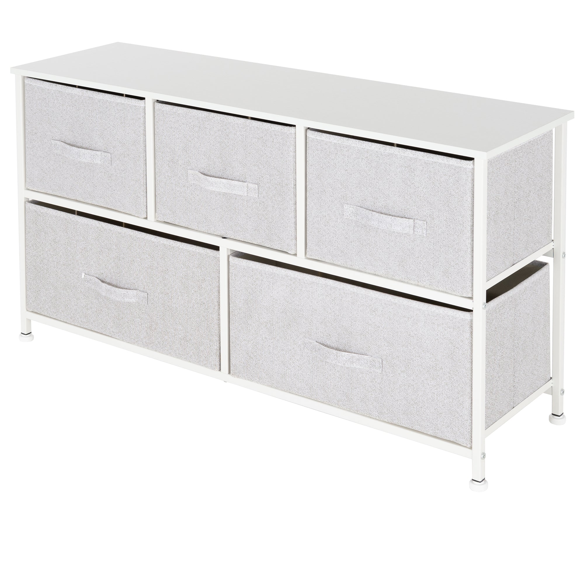 ECD Germany Möbel commode 5 tiroirs blanc tissu 100 cm