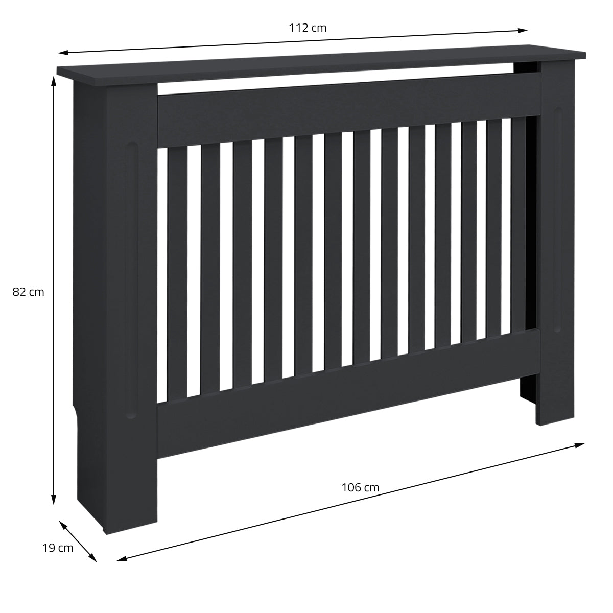 ML-Design cache radiateur 112x19x82 cm anthracite MDF
