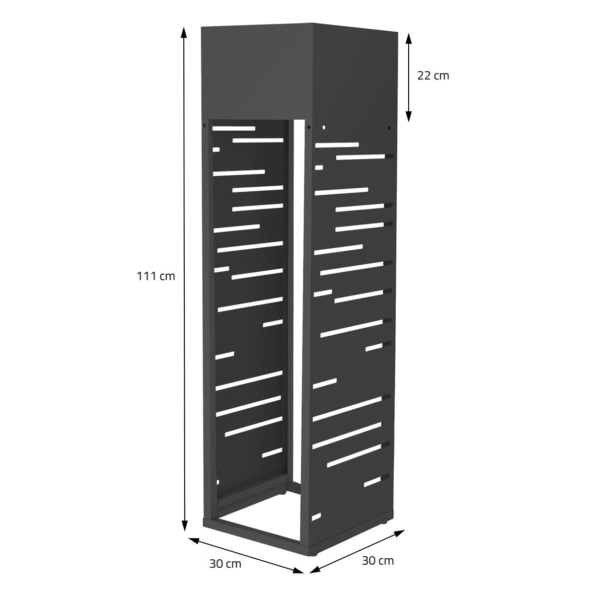 ECD Germany porte-bûches grille anthracite 30x111 cm acier jardinière