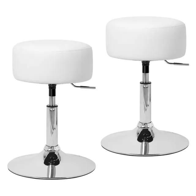 ECD Germany Möbel tabouret blanc chrome lot 2 réglable Ø33cm