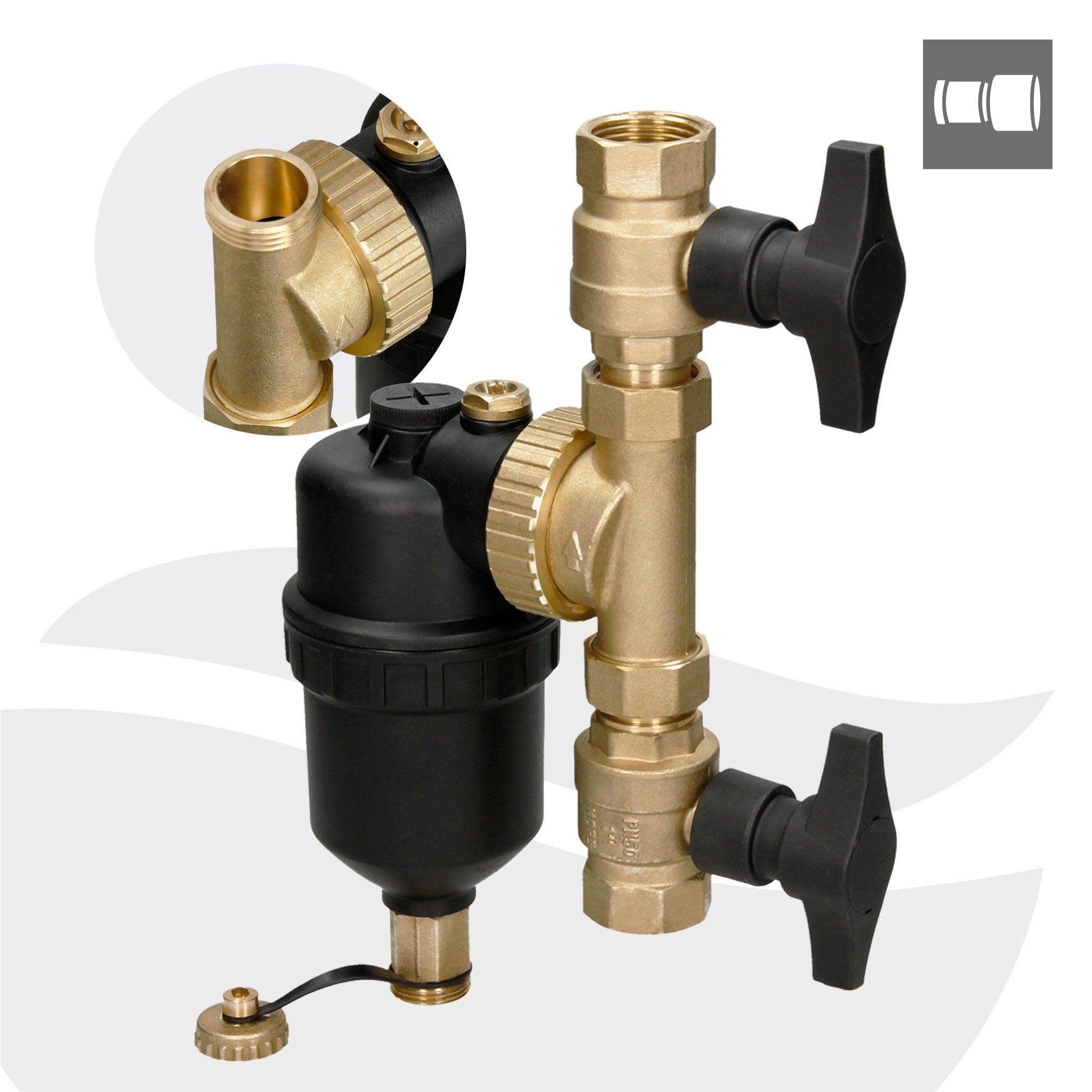 LuxeBath séparateur de boues magnétique 1"-3/4" vannes