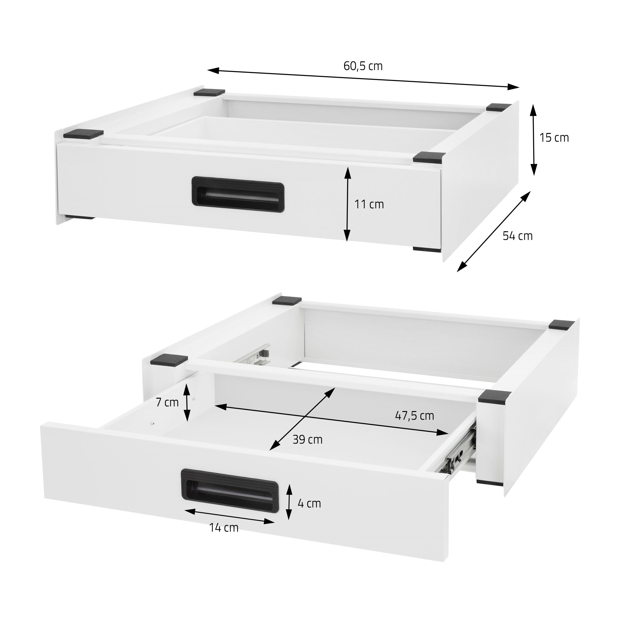 ECD Germany Möbel kit superposition lave-linge blanc 60,5x54 tiroir 10kg