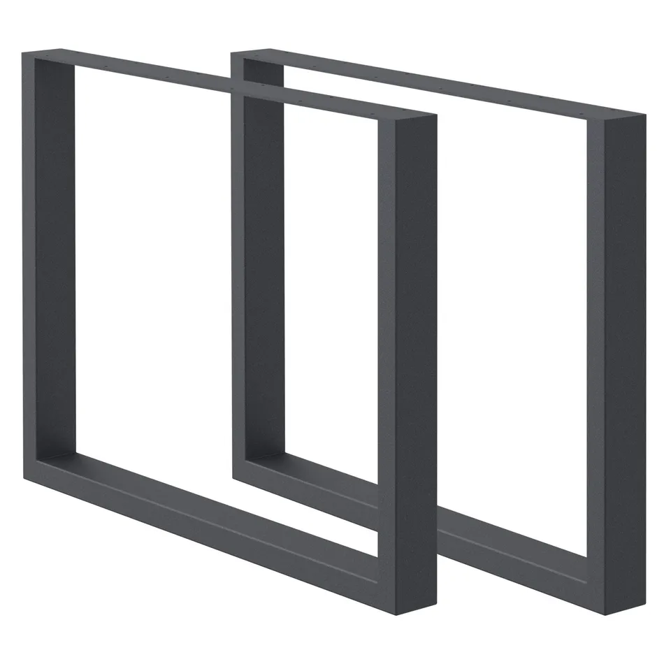 ECD Germany Möbel pied de table acier U lot de 2 noir 70x72 cm