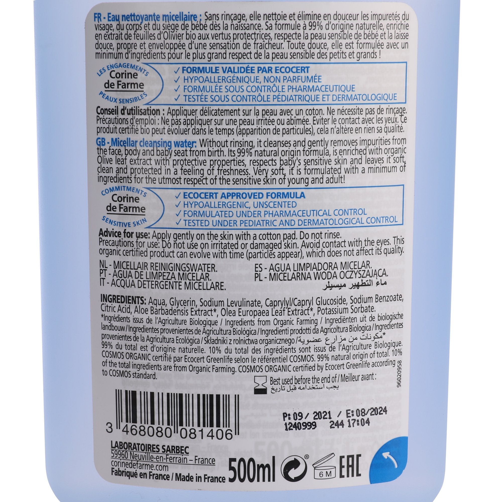 Stokomani Beauté eau nettoyante visage et corps bébé bio