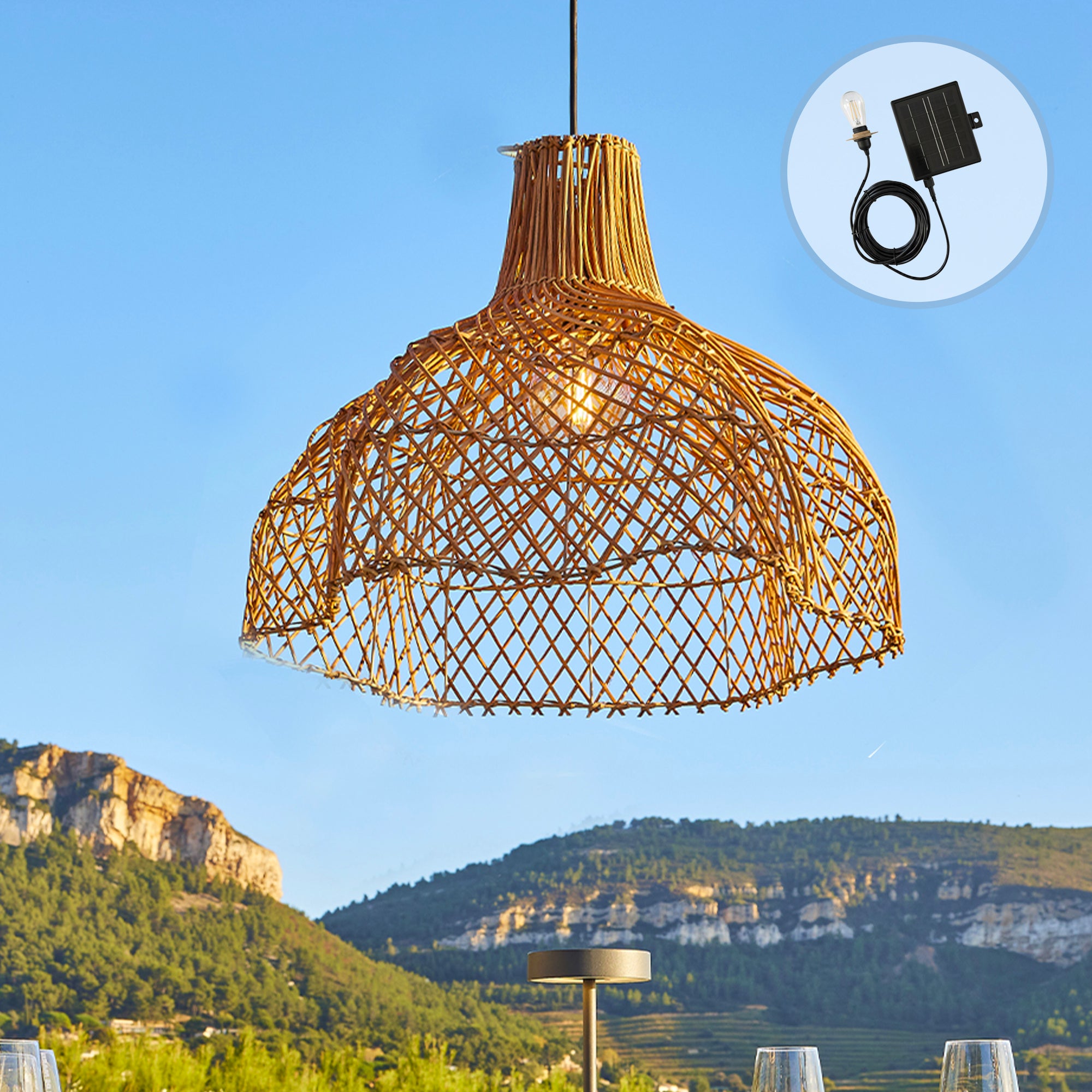 Red Deco Aria Solar suspension rotin 60 cm blanc chaud
