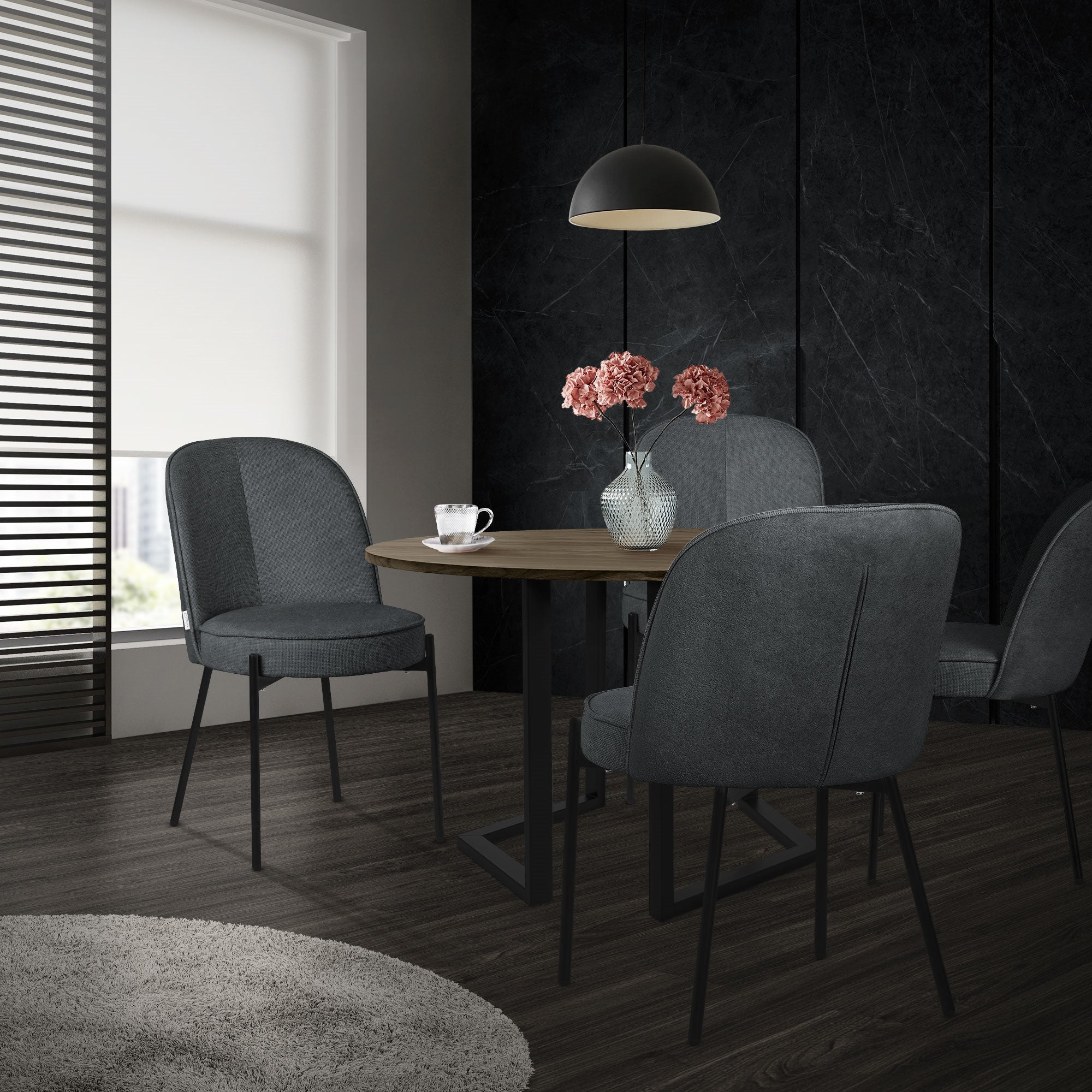 ECD Germany Möbel Chaise salle à manger anthracite lot de 2 rembourrée