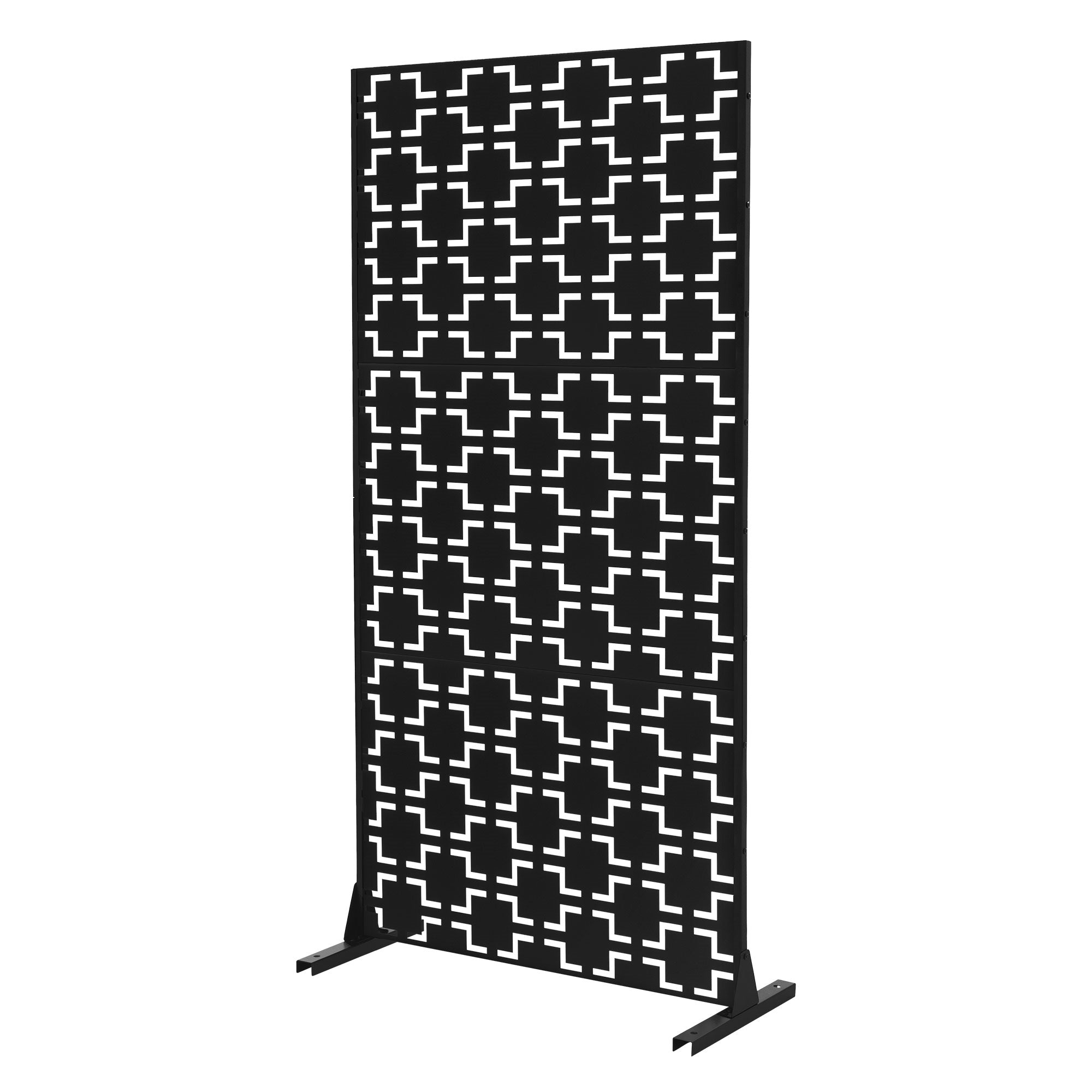 ECD Germany Möbel paravent brise-vue acier noir 3 panneaux