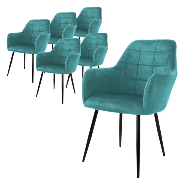 ECD Germany Möbel chaise velours Pétrole 45cm lot 6 accoudoirs