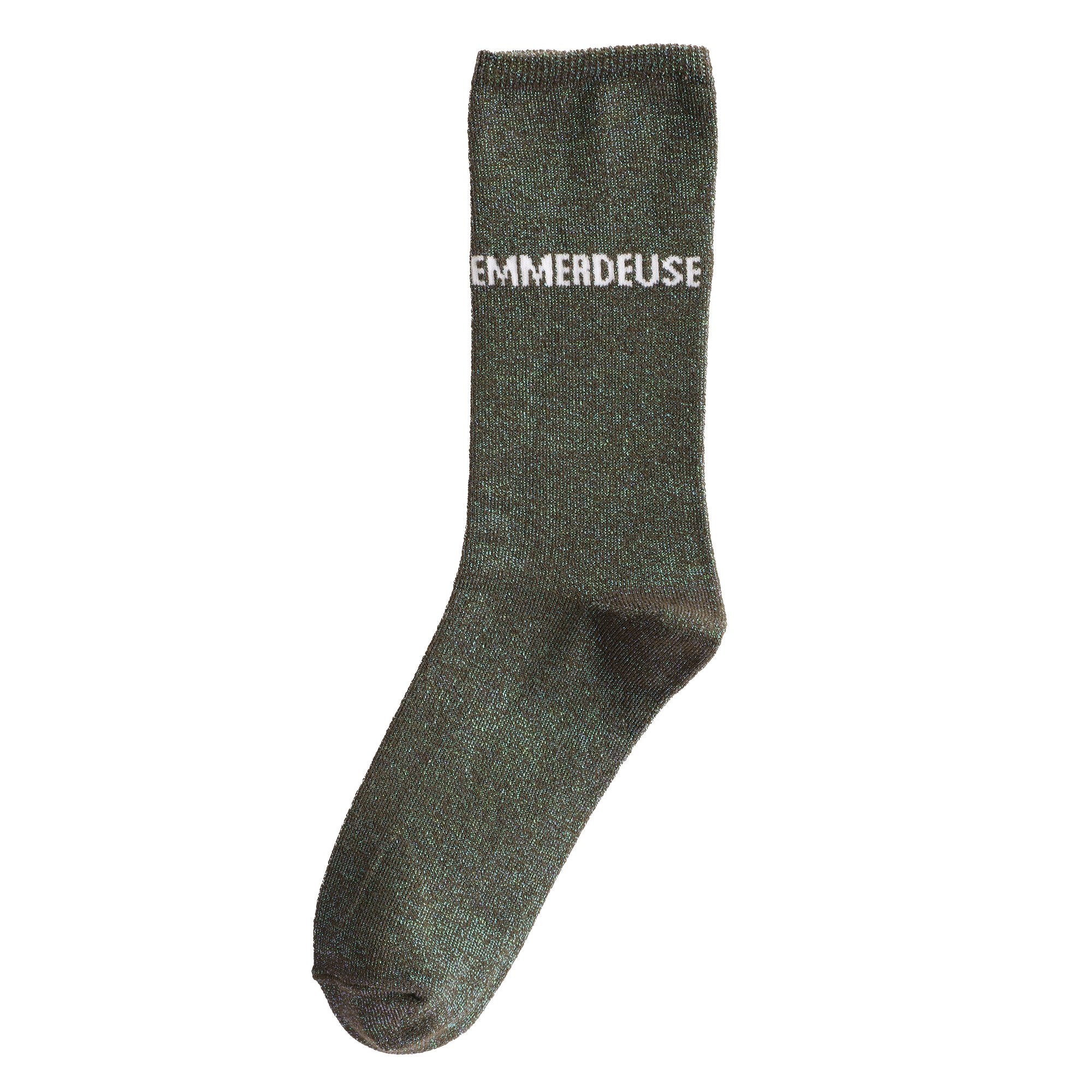 Stokomani Mode chaussette à message kaki 36/41 coton
