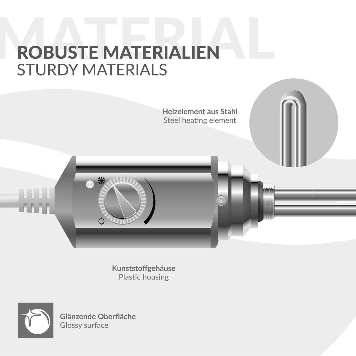 ECD Germany Heizungen sèche-serviettes électrique 900W 600x1500 chromé